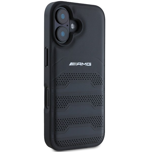 AMG AMHCP16SGSEBK iPhone 16 6.1" czarny/black hardcase Leather Debossed